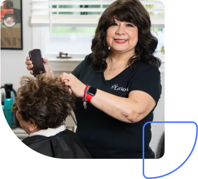 Woman cutting hair